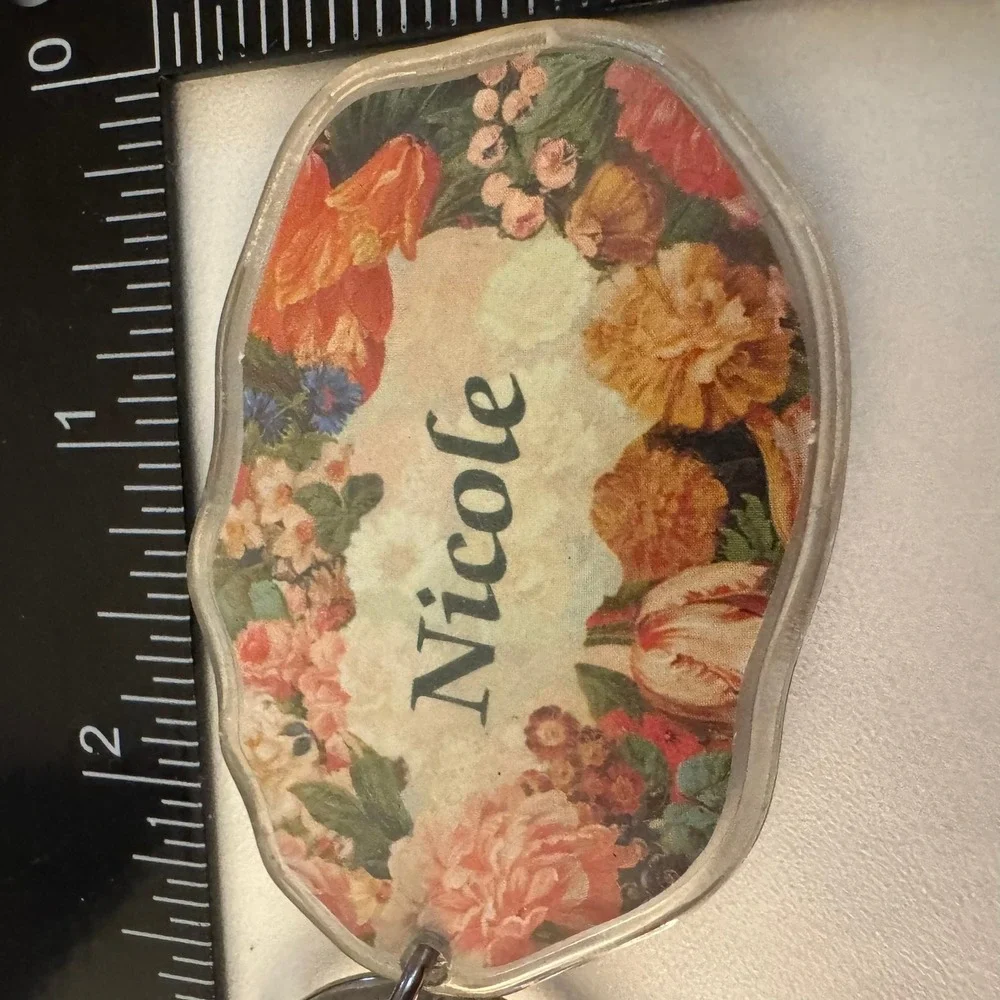 Nicole Name Keychain Floral Print Vintage Meaning Victory‎ Of The People